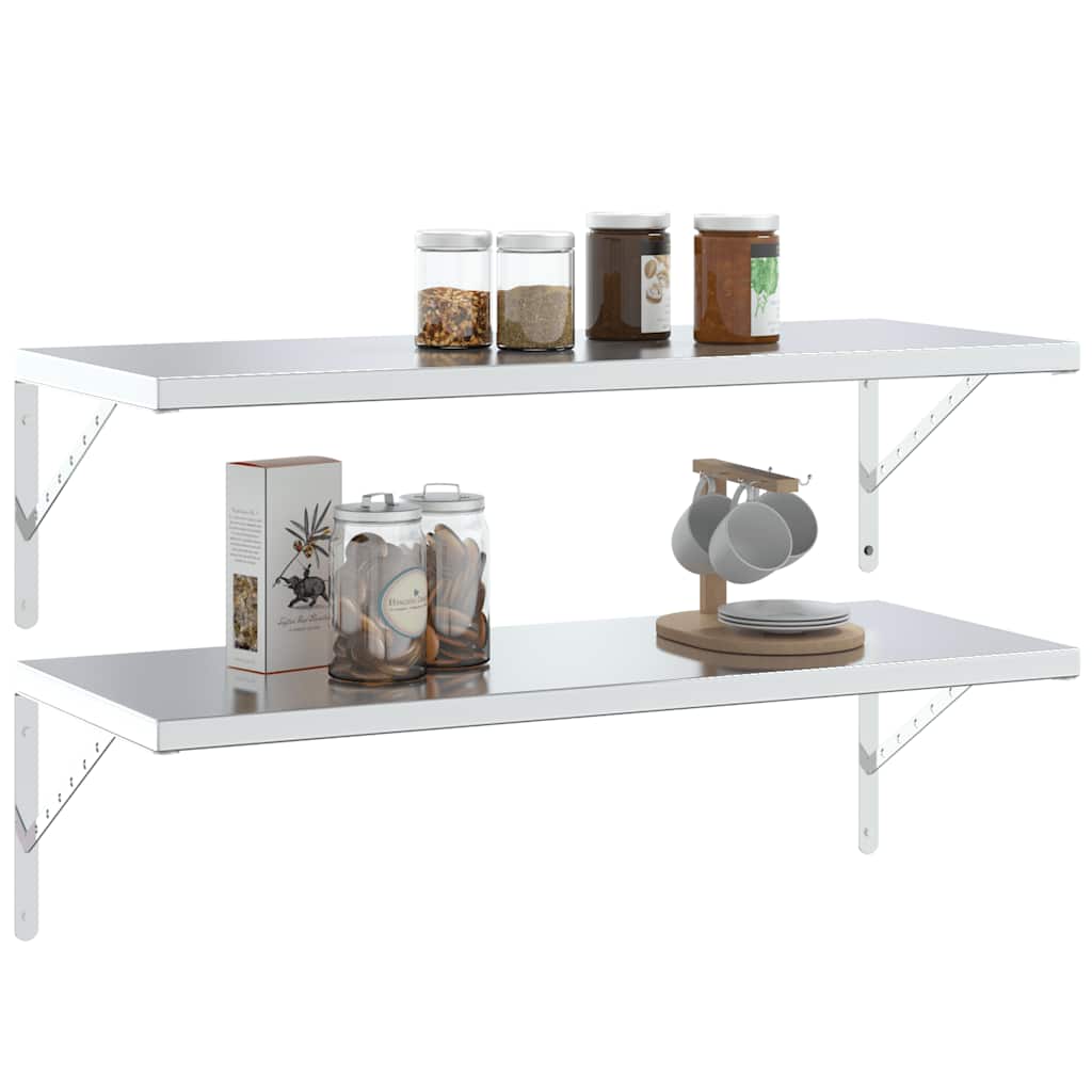 Staffe per Mensola 4 pz 40x2,5x25 cm in Acciaio Inox Argento