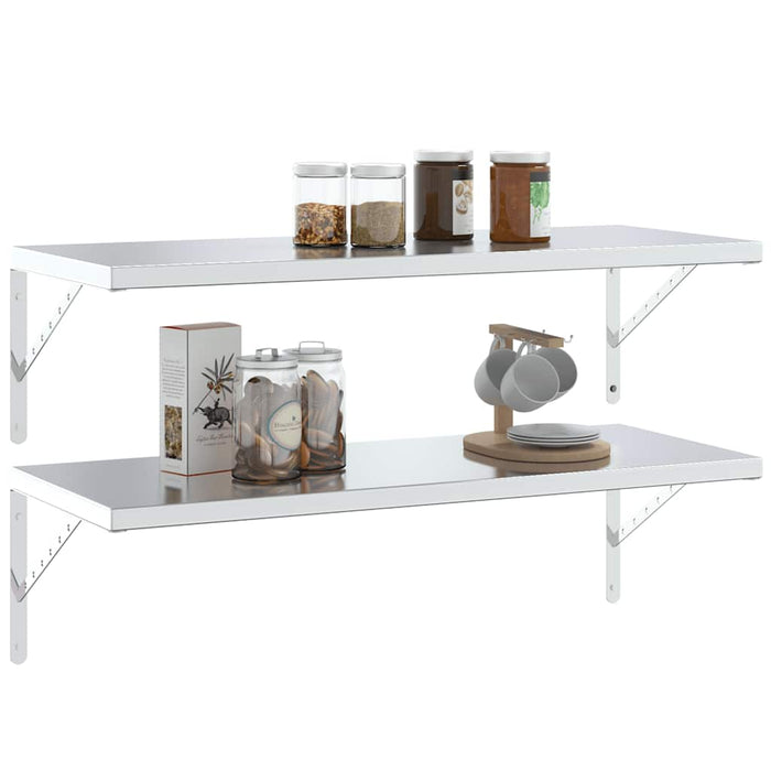 Staffe per Mensola 4 pz 40x2,5x25 cm in Acciaio Inox Argento