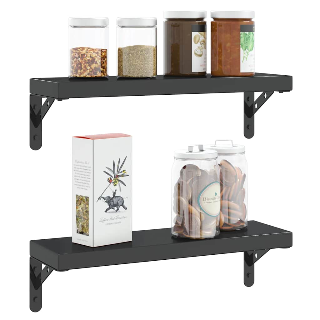 Staffe per Mensola 4 pz 15x2,5x11,5 cm in Acciaio Inox Nero