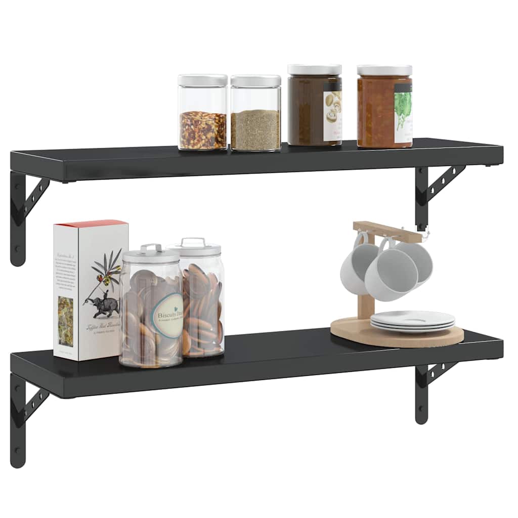 Staffe per Mensola 4 pz 23,5x2,5x15,5 cm in Acciaio Inox Nero