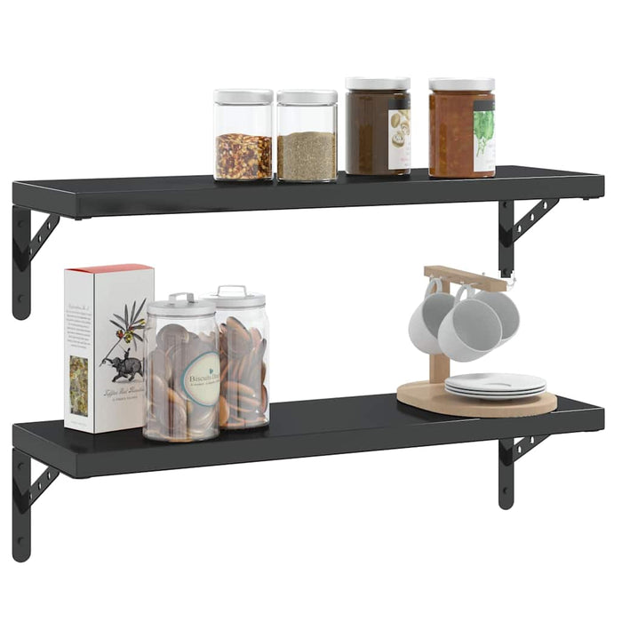 Staffe per Mensola 4 pz 23,5x2,5x15,5 cm in Acciaio Inox Nero