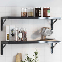 Staffe per Mensola 4 pz 23,5x2,5x15,5 cm in Acciaio Inox Nero