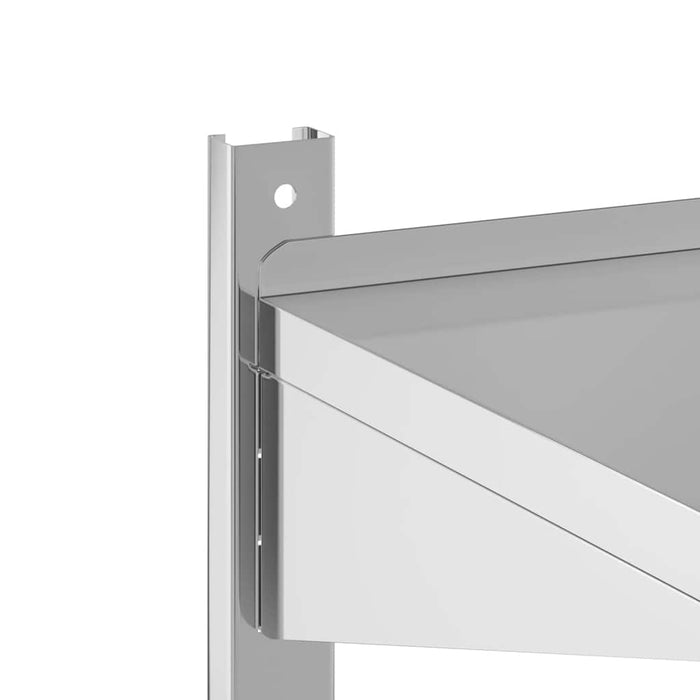 Mensola Muro 2 Ripiani 50x40x48 cm Argento Acciaio Inossidabile 30315