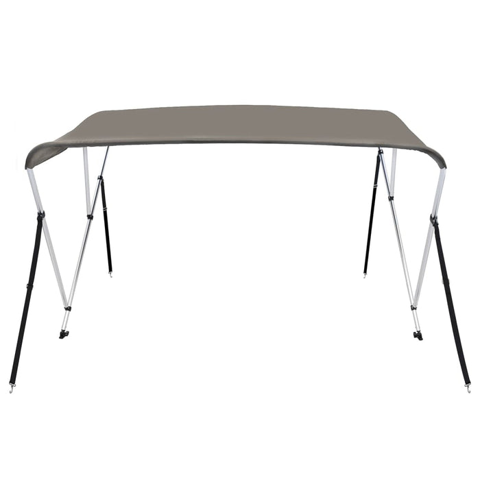 Bimini di Prua con Tendalino 3 Archi Grigio 183x140x137 cm 94798