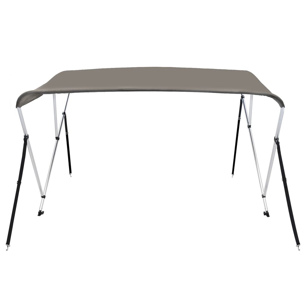 Bimini di Prua con Tendalino 3 Archi Grigio 183x160x137 cm 94799
