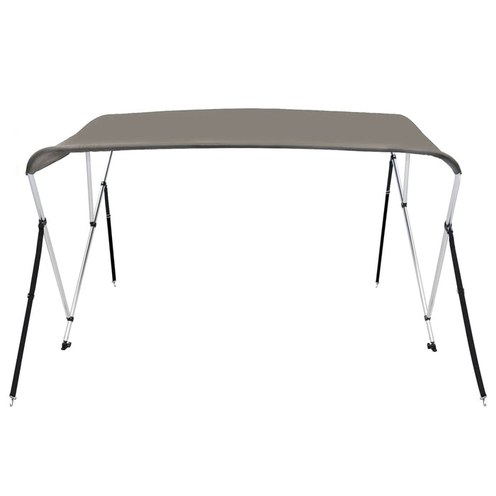 Bimini di Prua con Tendalino 3 Archi Grigio 183x196x137 cm 94801
