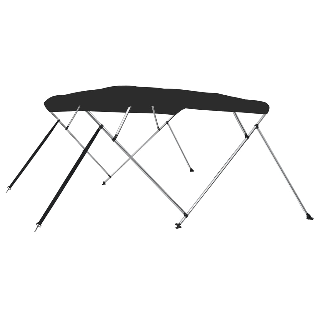 Bimini di Prua con Tendalino 4 Archi Nero 243x180x137 cm 94810