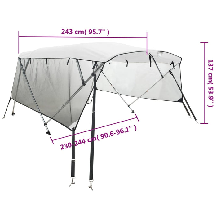 Bimini Prua con Pareti Laterali Rete 4Archi 243x(230-244)x137cm