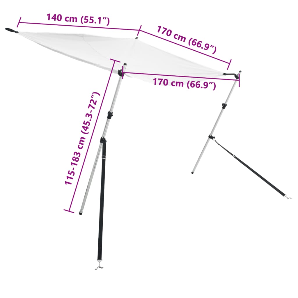 Estensione Tendalino a T Bianco 170x170x(115-183) cm