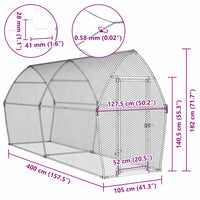 Gabbia per Polli Argento 400x105x182 cm in Acciaio Zincato