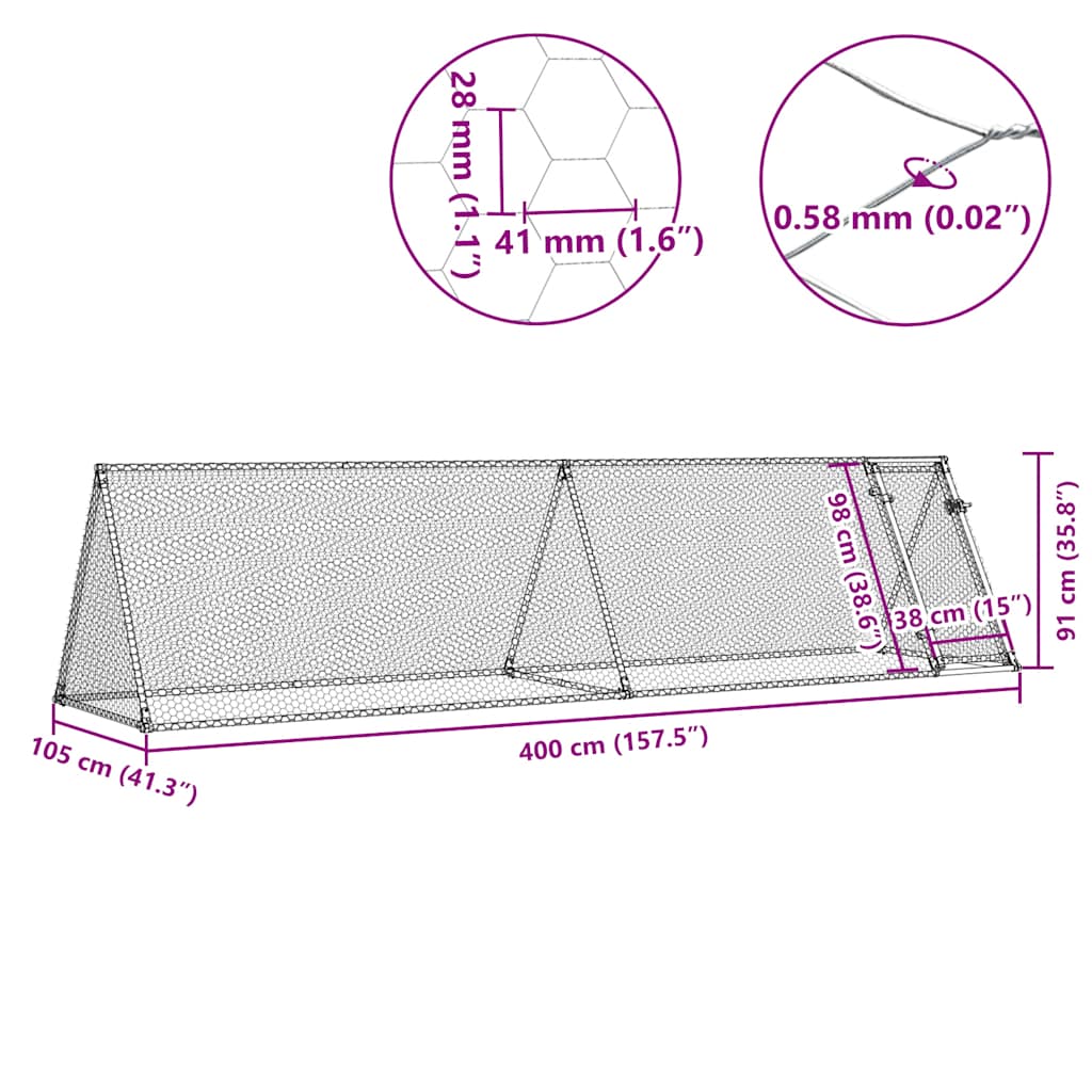 Gabbia per polli Silver 400 x 105 x 91 cm acciaio zincato Silver 02_0041671