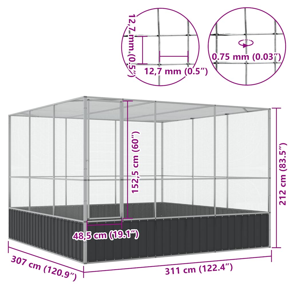 Voliera Argento 311x307x212 cm in Acciaio 172586