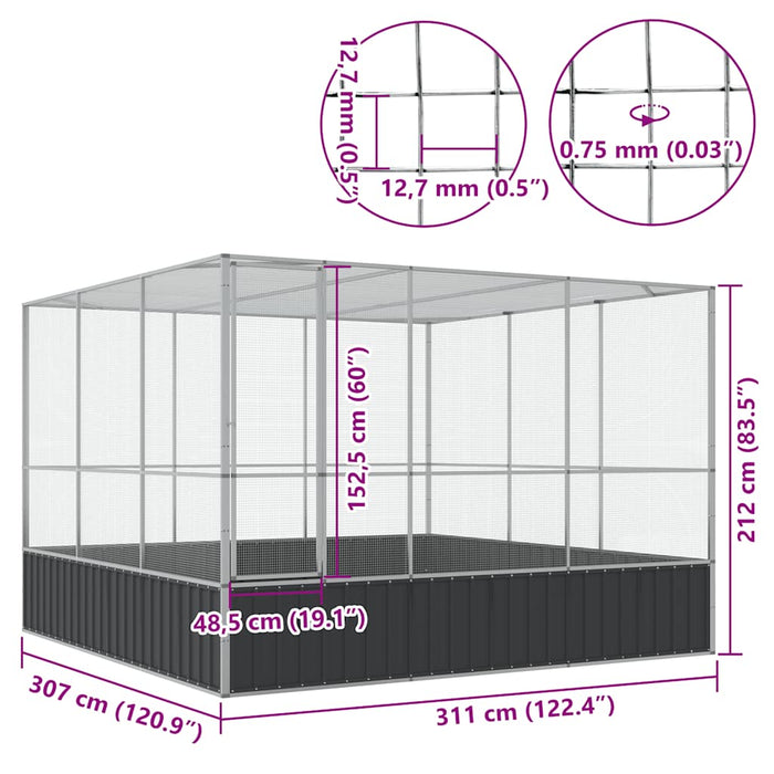 Voliera Argento 311x307x212 cm in Acciaio 172586