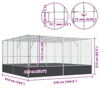 Voliera Argento 418x414x212 cm in Acciaio