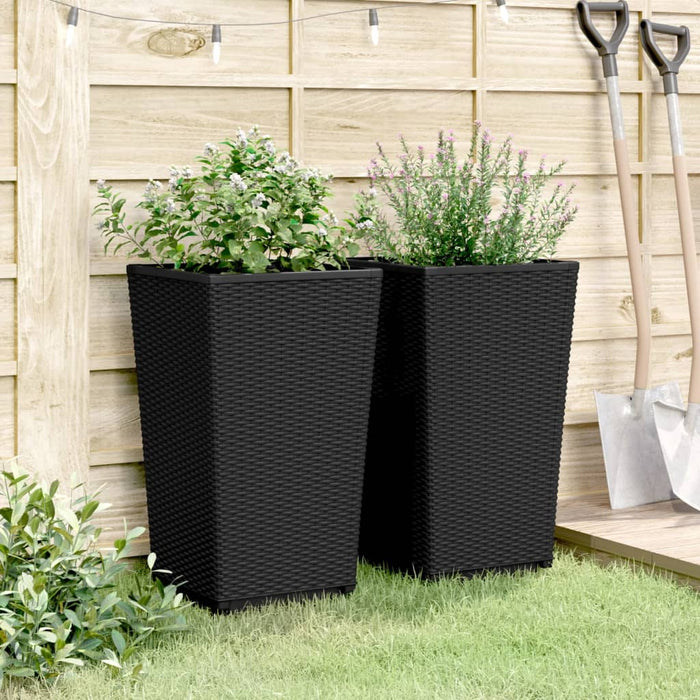 Fioriere da Giardino 2 pz Nere 32,5x32,5x57 cm in PP 367848