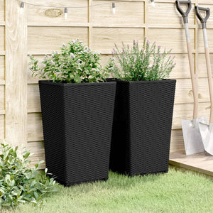 Fioriere da Giardino 2 pz Nere 32,5x32,5x57 cm in PP 367848