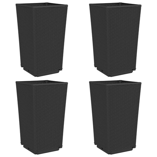 Vassoio per fioriera aiuola rialzata piante fiori giardino terrazze set da 4 32,5 x 32,5 x 57 cm polipropilene nero 02_0039113