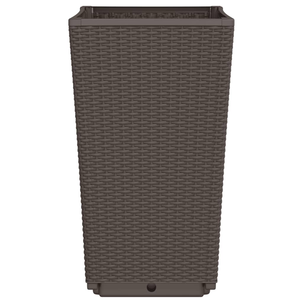 Fioriere da Giardino 4 pz Marrone 32,5x32,5x57 cm in PP 367855