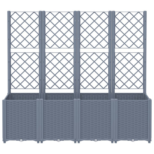 Fioriera aiuola rialzata vassoio piante fiori terrazza giardino con traliccio 160 x 40 x 140 cm PP grigio 02_0038263