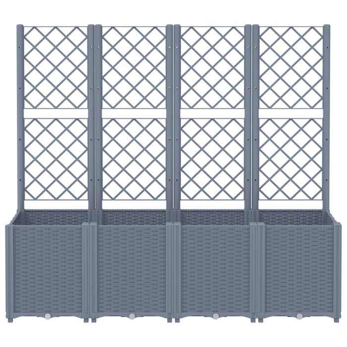 Fioriera aiuola rialzata vassoio piante fiori terrazza giardino con traliccio 160 x 40 x 140 cm PP grigio 02_0038263