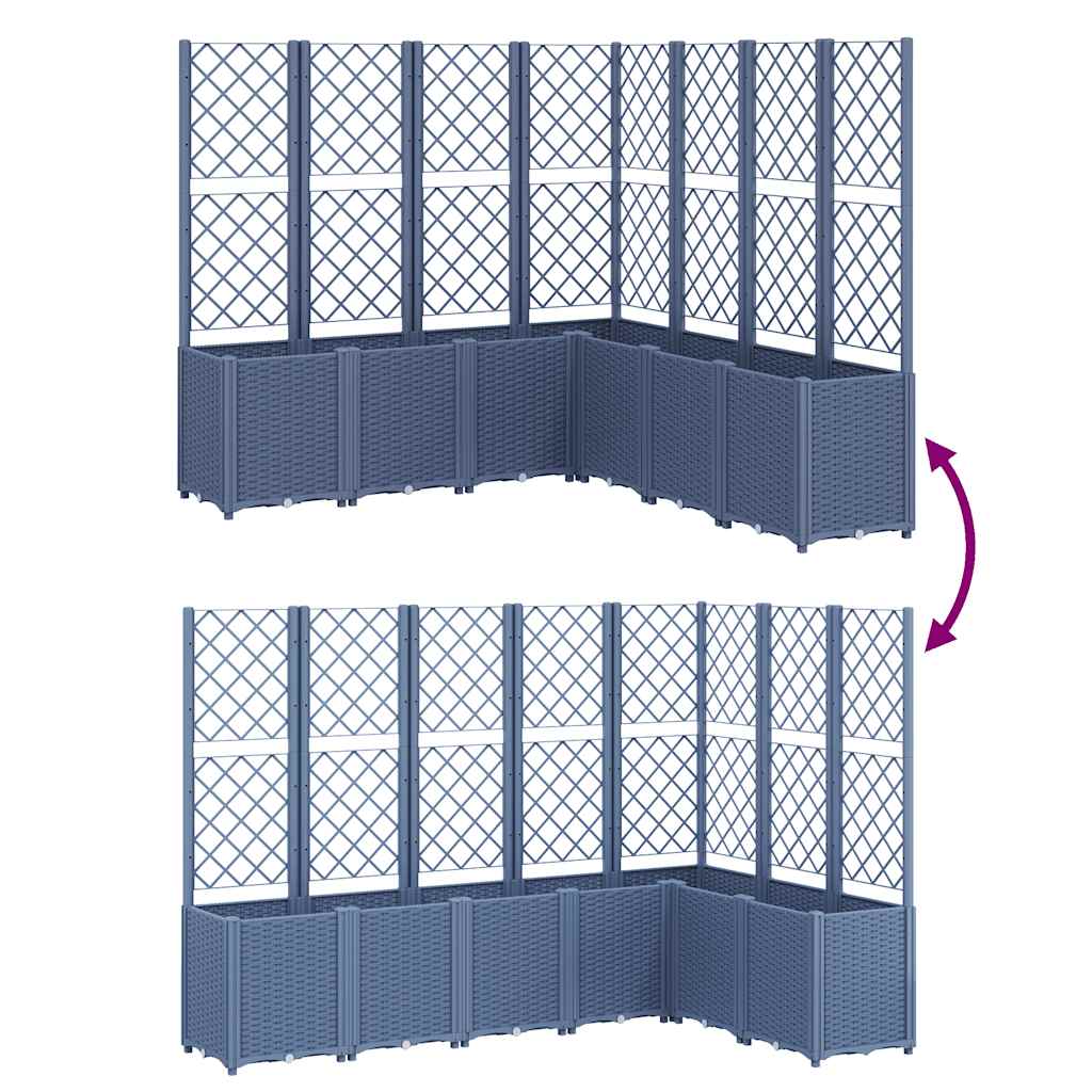 Fioriera Giardino con Traliccio-Vaso da Esterno-Contenitore per Piante Grigio Blu 160x160x140 cm PP