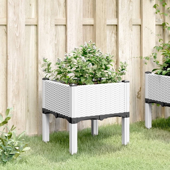 Fioriera da Giardino con Gambe Bianco 40x40x42 cm in PP 367889