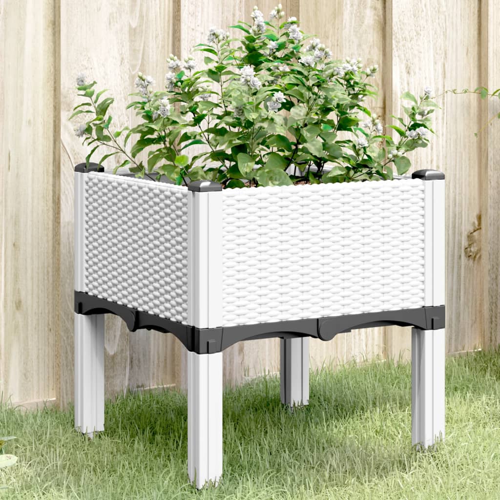 Fioriera da Giardino con Gambe Bianco 40x40x42 cm in PP 367889