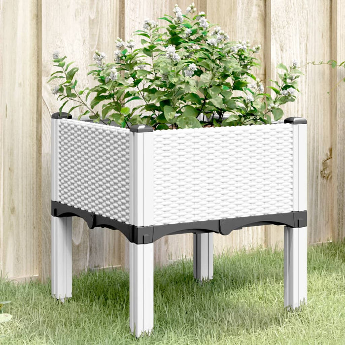 Fioriera da Giardino con Gambe Bianco 40x40x42 cm in PP 367889