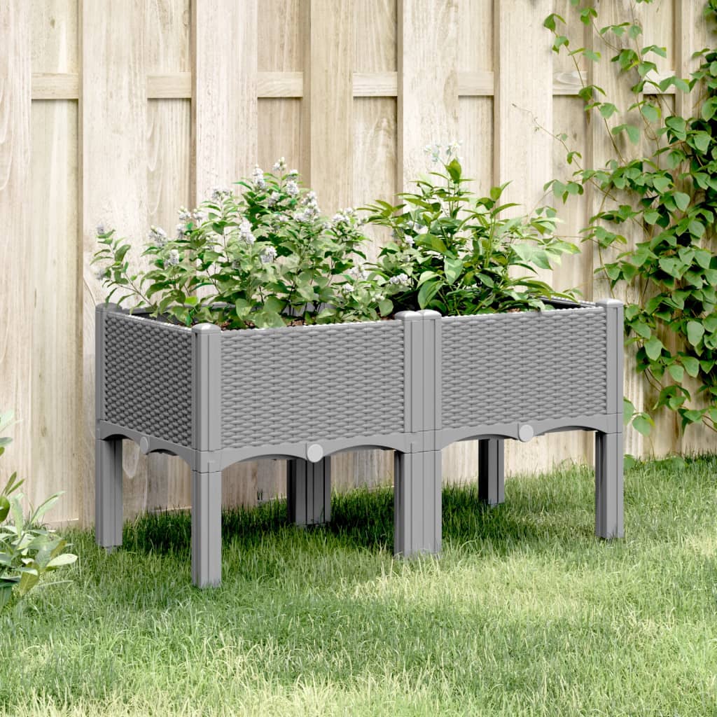Fioriera da Giardino con Gambe Grigio Chiaro 80x40x42 cm in PPcod mxl 91351