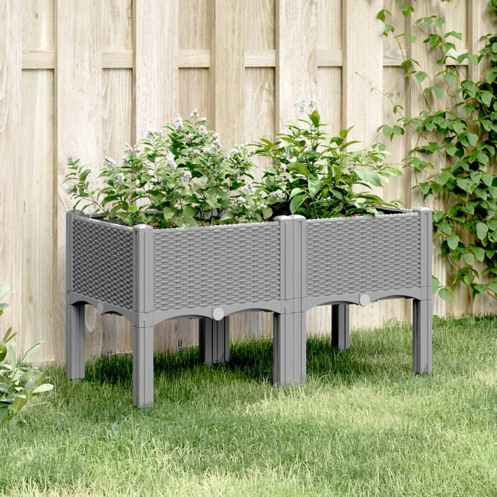 Fioriera da Giardino con Gambe Grigio Chiaro 80x40x42 cm in PPcod mxl 91351