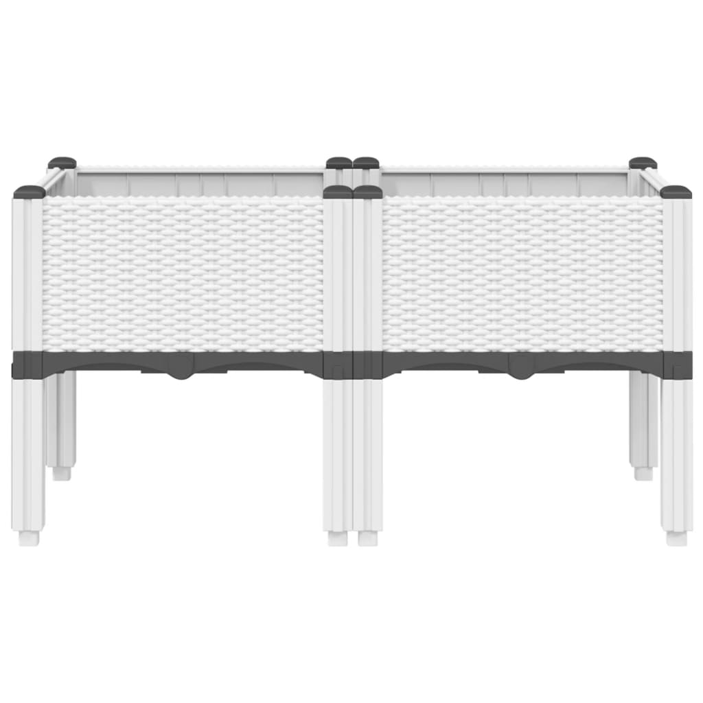 Fioriera da Giardino con Gambe-Vaso da Esterno-Contenitore per Piante Bianco 80x40x42 cm in PP