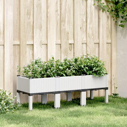 Fioriera da Giardino con Gambe Bianco 120x40x42 cm in PPcod mxl 91350