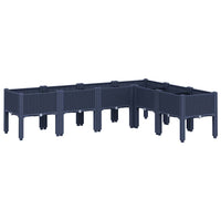 Fioriera da Giardino con Gambe Grigio Blu 160x120x42 cm in PP