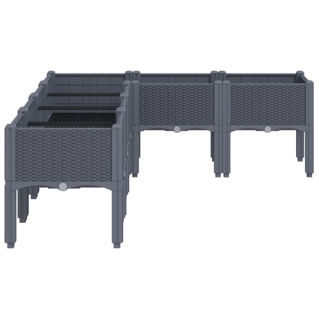 Fioriera rialzata per giardino e terrazza con piedini 160 x 120 x 42 cm PP grigio 02_0038154