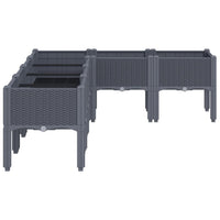 Fioriera rialzata per giardino e terrazza con piedini 160 x 120 x 42 cm PP grigio 02_0038154