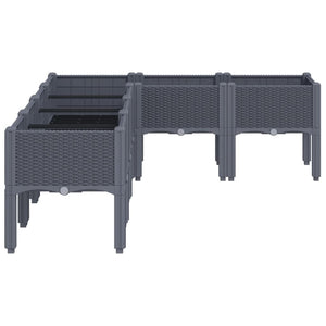 Fioriera rialzata per giardino e terrazza con piedini 160 x 120 x 42 cm PP grigio 02_0038154