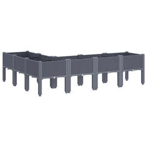 Fioriera rialzata per giardino e terrazza con piedini 160 x 120 x 42 cm PP grigio 02_0038154