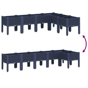 Fioriera da Giardino con Gambe Grigio Blu 160x120x42 cm in PP