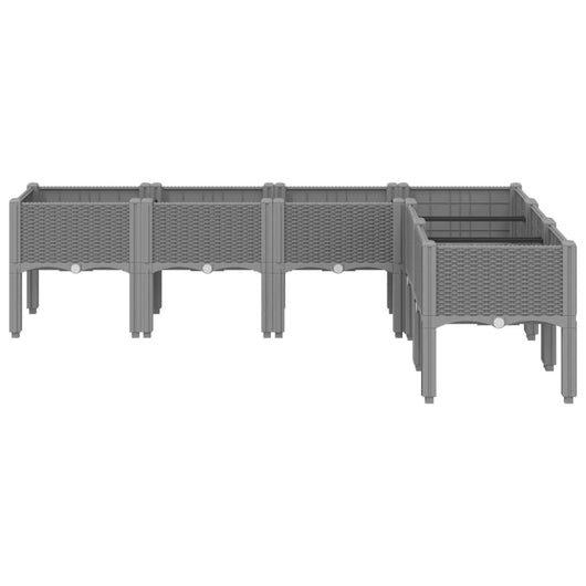 Fioriera rialzata per giardino terrazza con piedini leggera 160 x 120 x 42 cm PP grigio 02_0038173