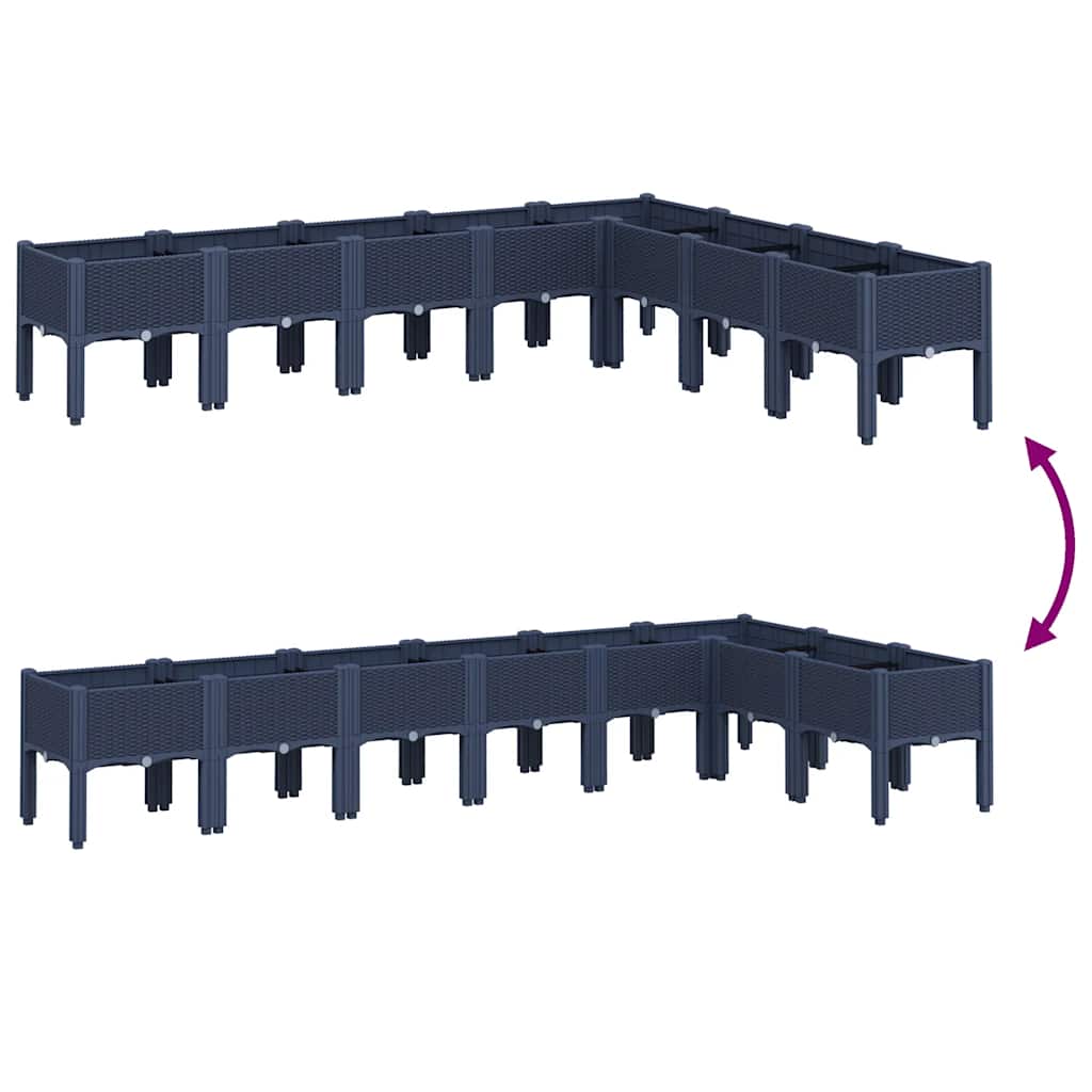 Fioriera da Giardino con Gambe Grigio Blu 200x160x42 cm in PP 367911