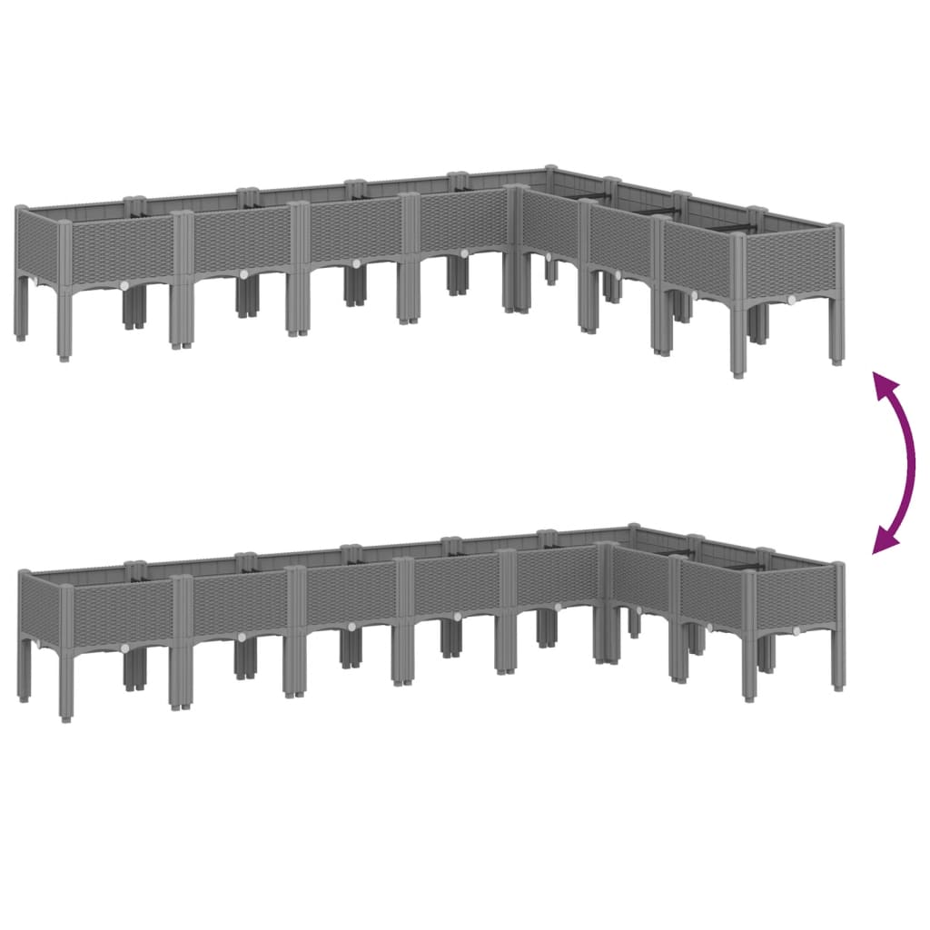 Fioriera da Giardino con Gambe-Vaso da Esterno-Contenitore per Piante Grigio Chiaro 200x160x42 cm PP