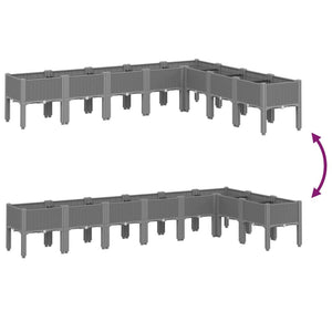 Fioriera da Giardino con Gambe-Vaso da Esterno-Contenitore per Piante Grigio Chiaro 200x160x42 cm PP