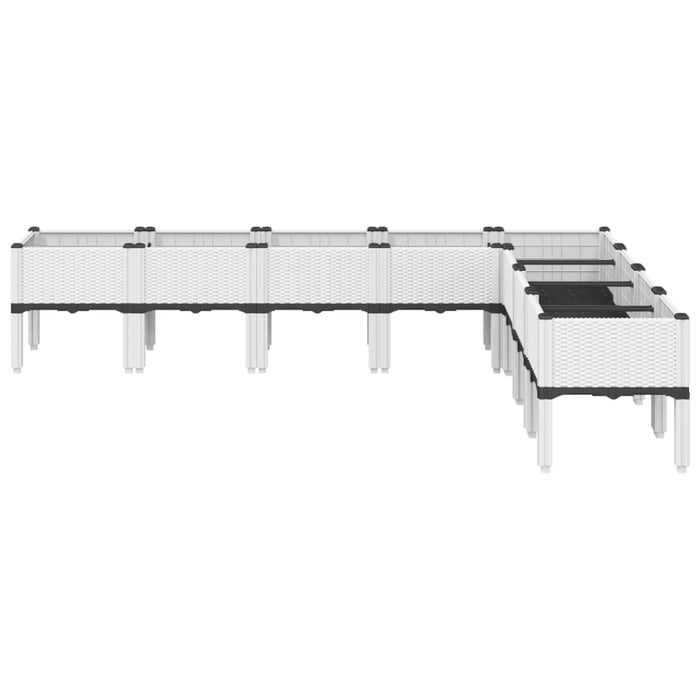 Fioriera da Giardino con Gambe-Vaso da Esterno-Contenitore per Piante Bianca 200x160x42 cm in PP