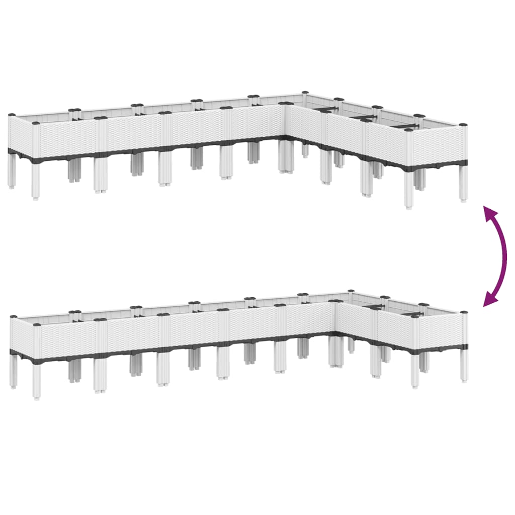 Fioriera da Giardino con Gambe-Vaso da Esterno-Contenitore per Piante Bianca 200x160x42 cm in PP