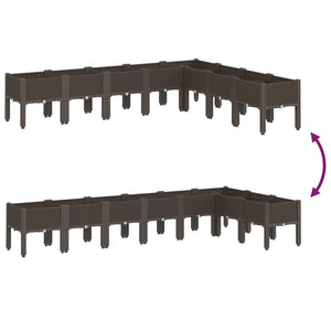 Fioriera da Giardino con Gambe-Vaso da Esterno-Contenitore per Piante Marrone 200x160x42 cm in PP