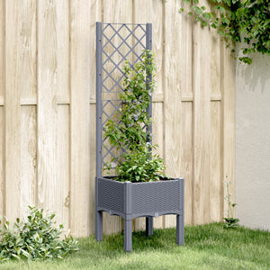 Fioriera Giardino con Traliccio Grigio Blu 40x40x142 cm PP 367916