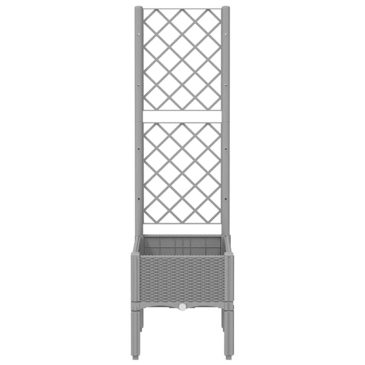 Vassoio per fioriera aiuola rialzata piante fiori terrazza giardino con traliccio leggero 40 x 40 x 142 cm PP grigio 02_0038357