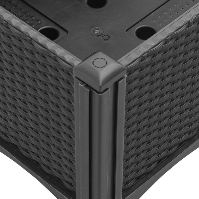 Fioriera da giardino con traliccio-Vaso da Esterno-Vaso con Griglia Nera 40x40x142 cm in PP