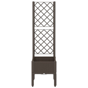 Fioriera da Giardino con Traliccio Marrone 40x40x142 cm in PP 367920