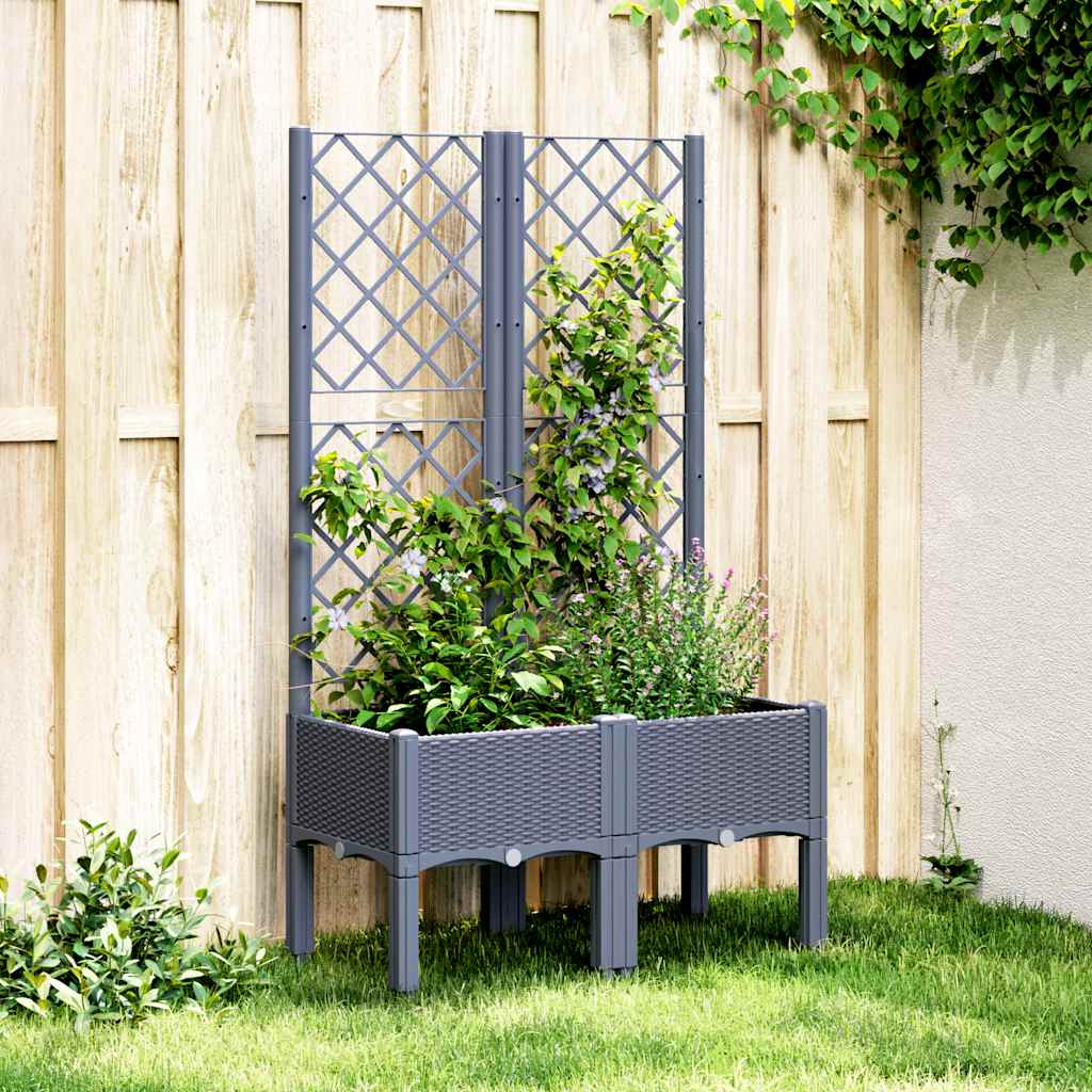 Fioriera Giardino con Traliccio Grigio Blu 80x40x142 cm PP 367921
